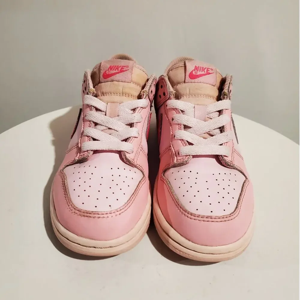 Nike Little Kid PS Nike Dunk Low Leather Triple Pink Lace Up Sneakers Size 1.5Y